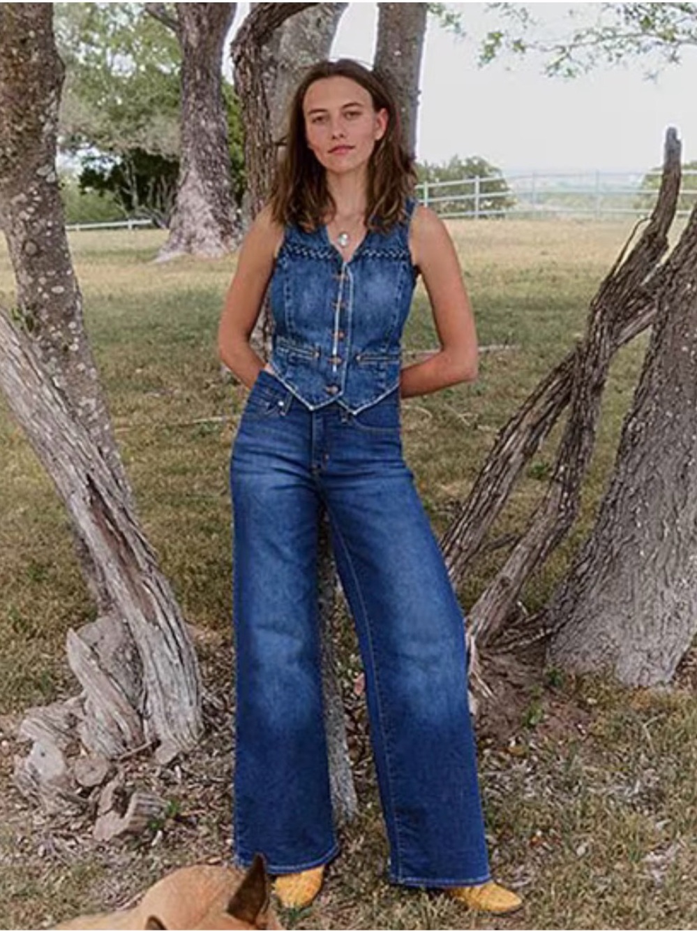 Levi's 318 Shaping Wide-Leg Jeans in Blue Denim (Clever Girl Wash) - Picture 5 of 8